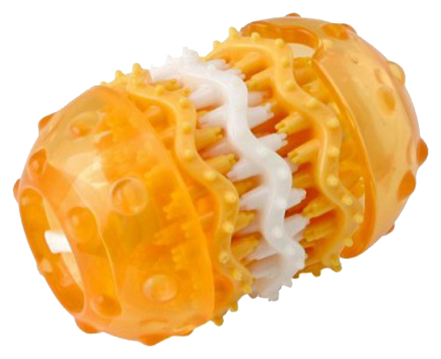 фото Жевательная игрушка для собак tarky для чистки зубов трехступенчатая, оранжевая, 9,5 см