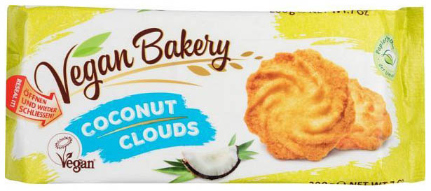 фото Печенье песочное vegan bakery coconut clouds с кокосовой стружкой 200 г