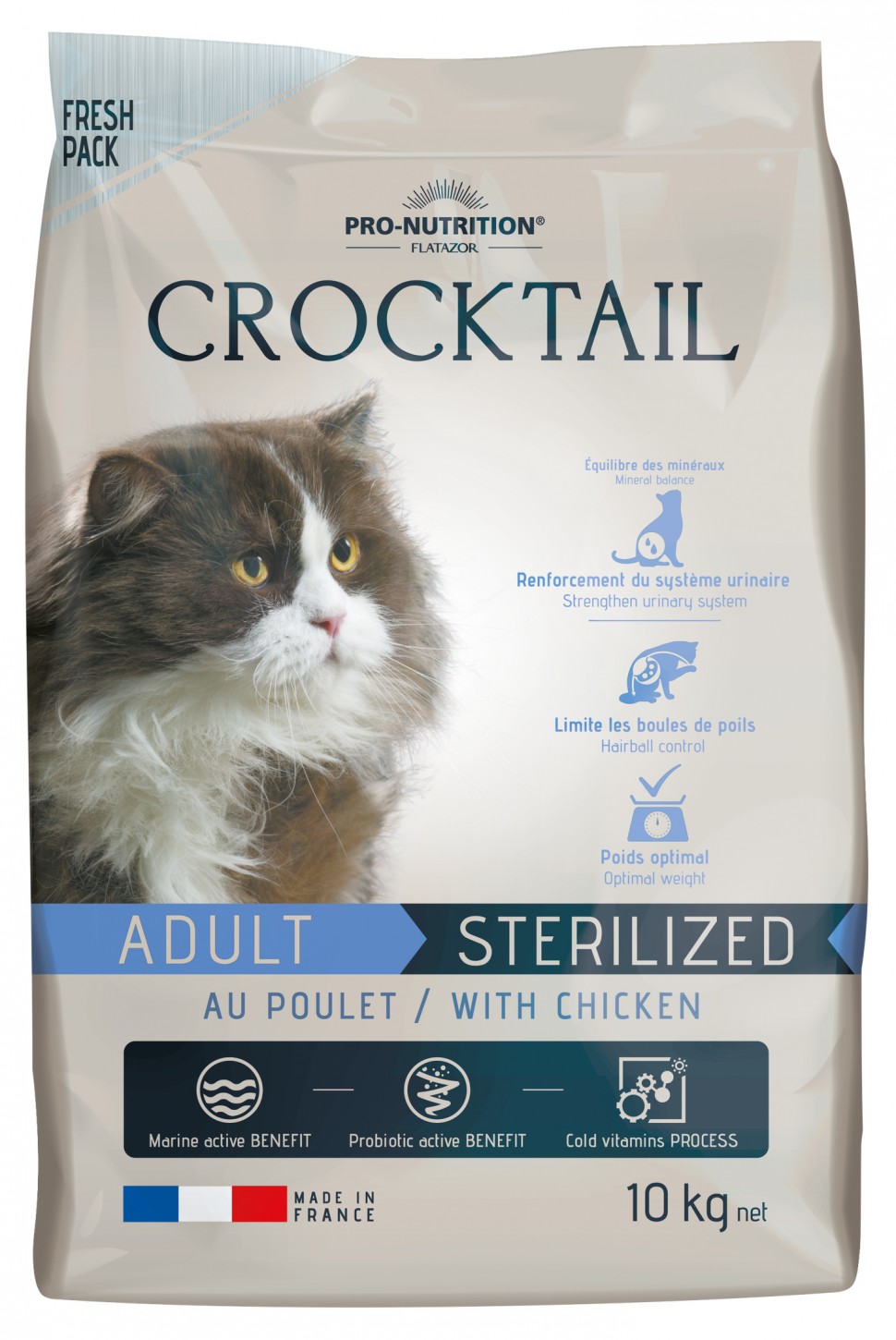 Сухой корм для кошек Flatazor Crocktail Sterelized, для стерилизованных, курица, 10кг