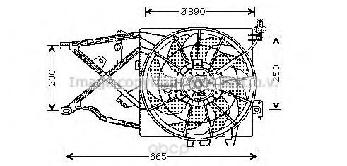 

Вентилятор охлаждения двигателя с кронштейном Opel Vectra 95-03 Ava OL7505