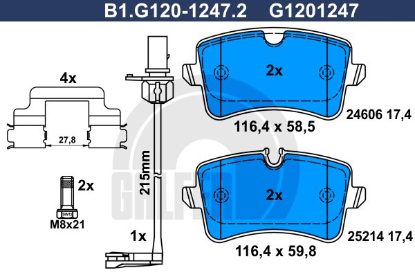 

Комплект тормозных дисковых колодок GALFER B1.G120-1247.2