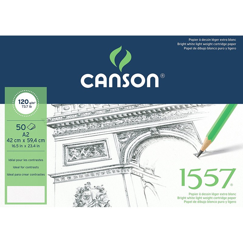 

Альбом для графики CANSON 1557, 120г/м2, 42х59.4см, Легкое зерно, склейка 50 листов