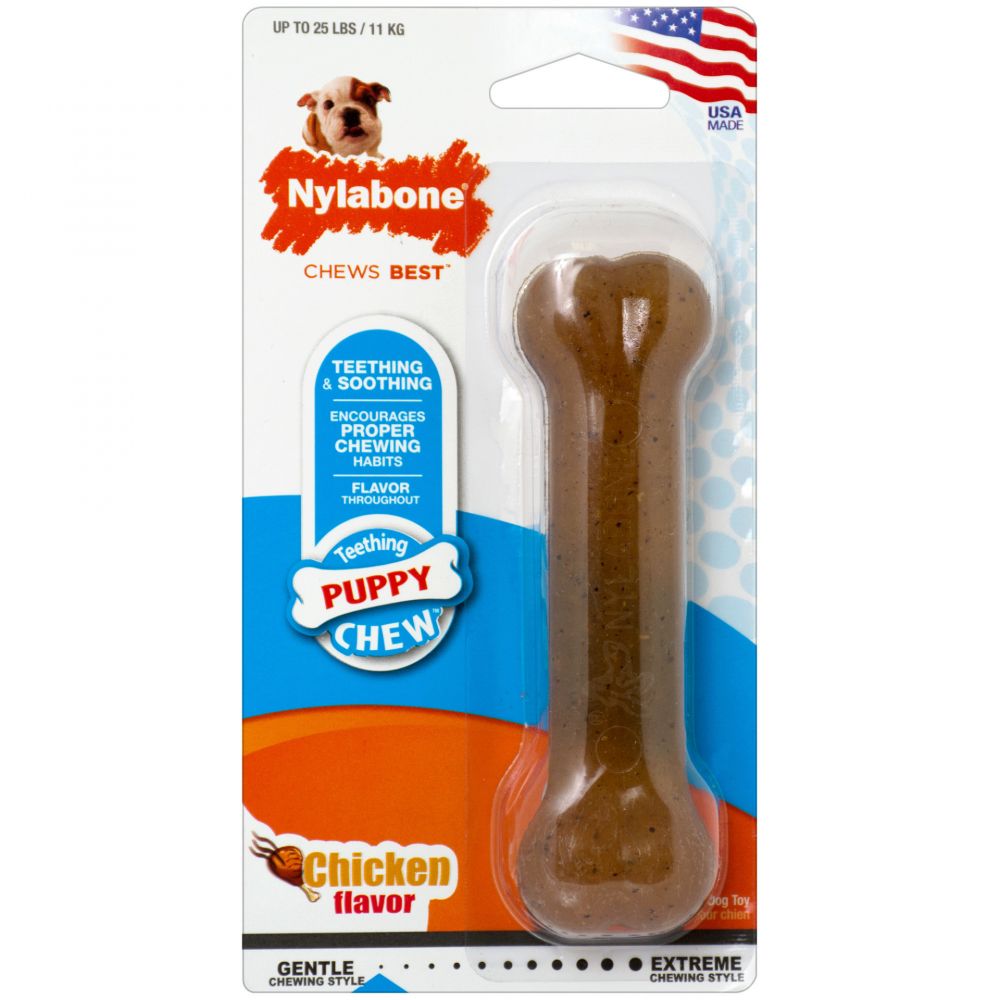 

Жевательная игрушка для собак Nylabone Косточка с ароматом курицы S, коричневый