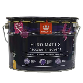 фото Краска tikkurila euro matt 3 для гостиных и спален 9л