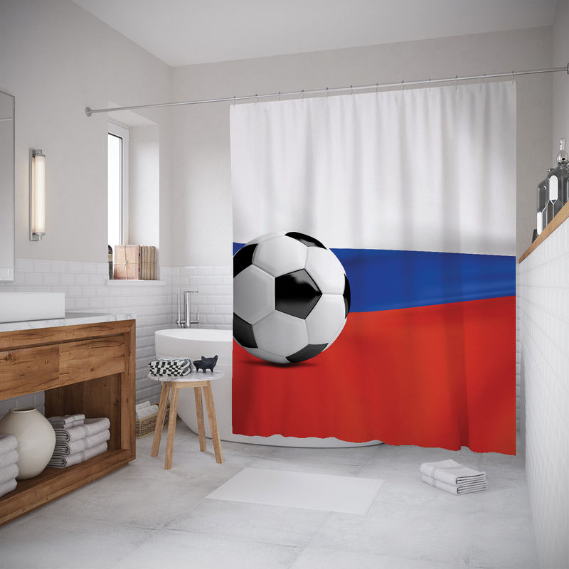 фото Штора для ванной joyarty «российский футбол» 180x200 см