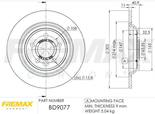 

Тормозной диск FREMAX BD-9077