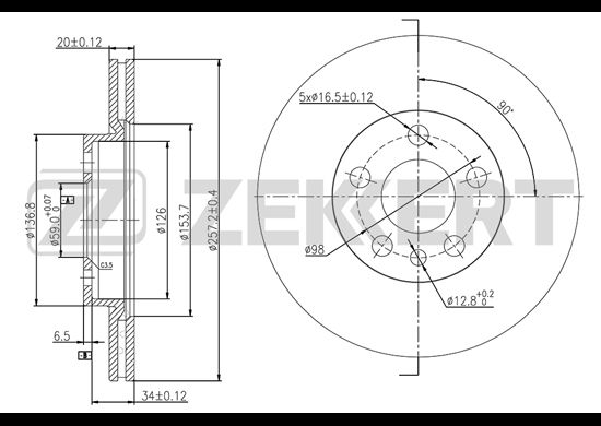 фото Тормозной диск zekkert bs-5841