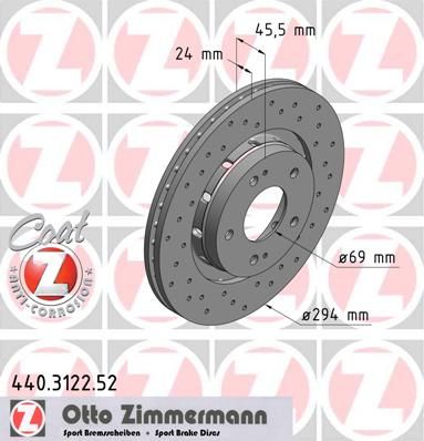 фото Тормозной диск zimmermann 440.3122.52