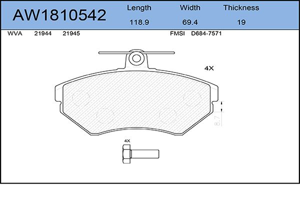 Тормозные колодки AywiParts дисковые AW1810542