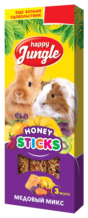 

Лакомство для грызунов Happy Jungle Honey Sticks Медовый микс, 3 шт, 90 г