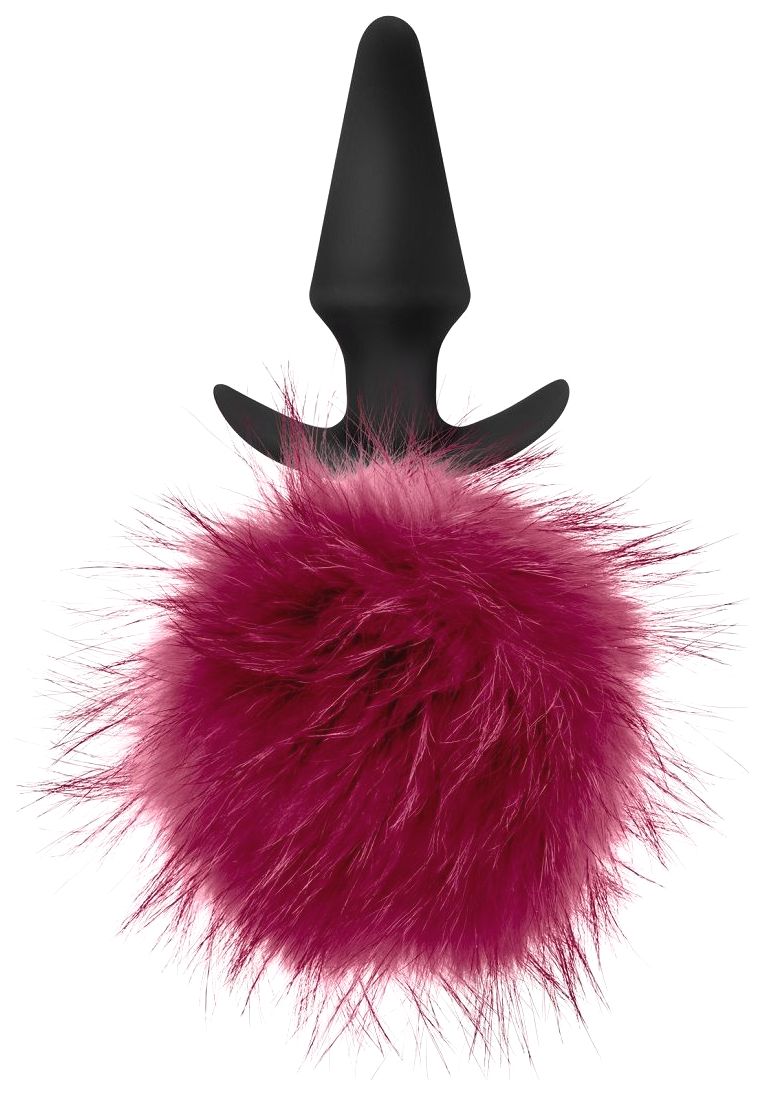 фото Силиконовая анальная пробка с бордовым заячьим хвостом fur pom pom 12,7 см blush novelties