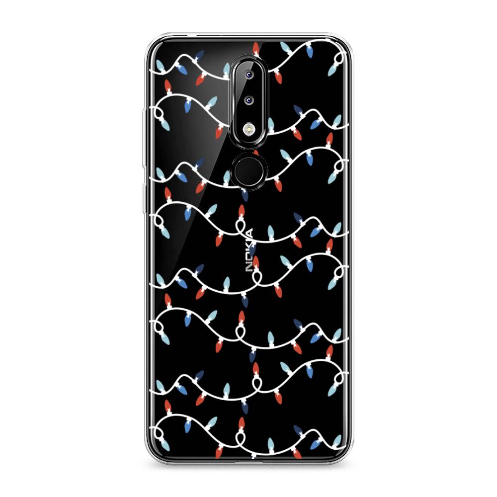 

Чехол на Nokia 5.1 Plus (X5) "Разноцветная гирлянда", Белый;красный;синий, 121950-5