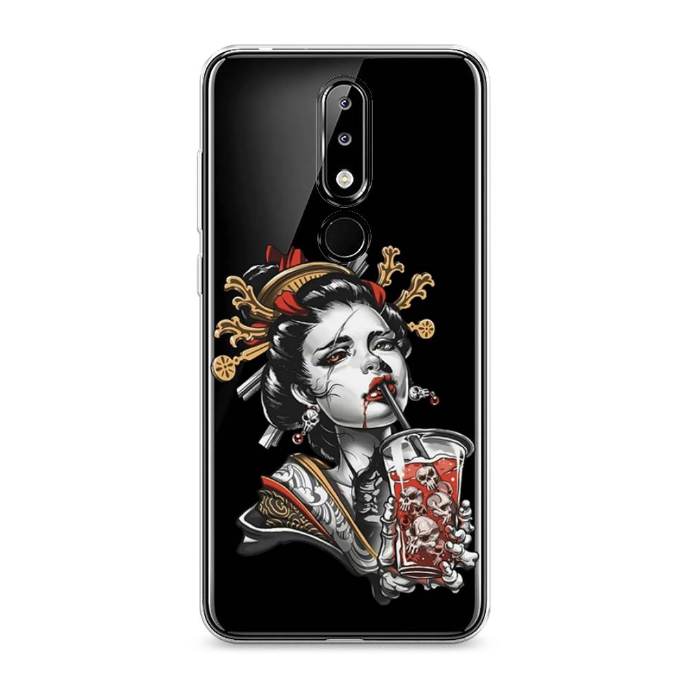 

Чехол на Nokia 5.1 Plus (X5) "Опасная гейша", Красный;черный;серый, 121950-4