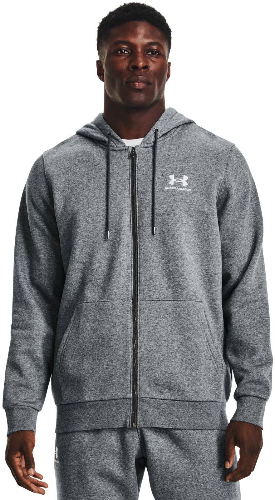 Толстовка мужская Under Armour Essential Fleece Fz Hood серая XL