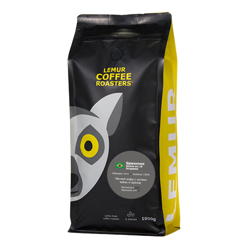 Кофе в зернах Lemur Coffee Roasters Бразилия Santos scr 19 Эспрессо свежая обжарка, 1000 г