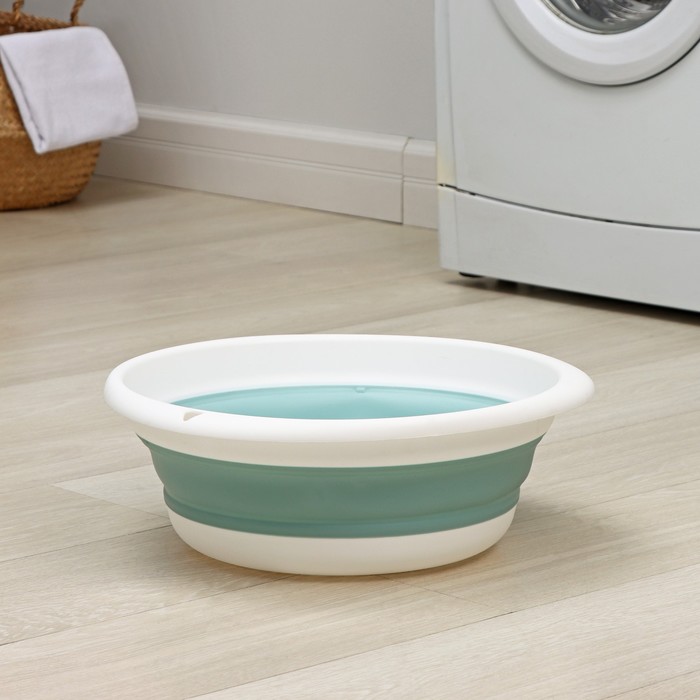 Таз складной «Флекс», 10 л, 39,5x40x5,5 см, цвет морская волна