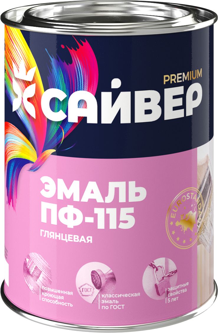 Алкидная эмаль универс дерево металл Сайвер ПФ-115 матовый белая 08 кг 359₽