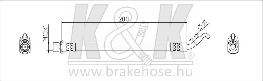 

Шланг тормозной K&K FT1899 TOYOTA PRIUS (NHW11) 2000 - Rear Axle / 9094702A36 1шт