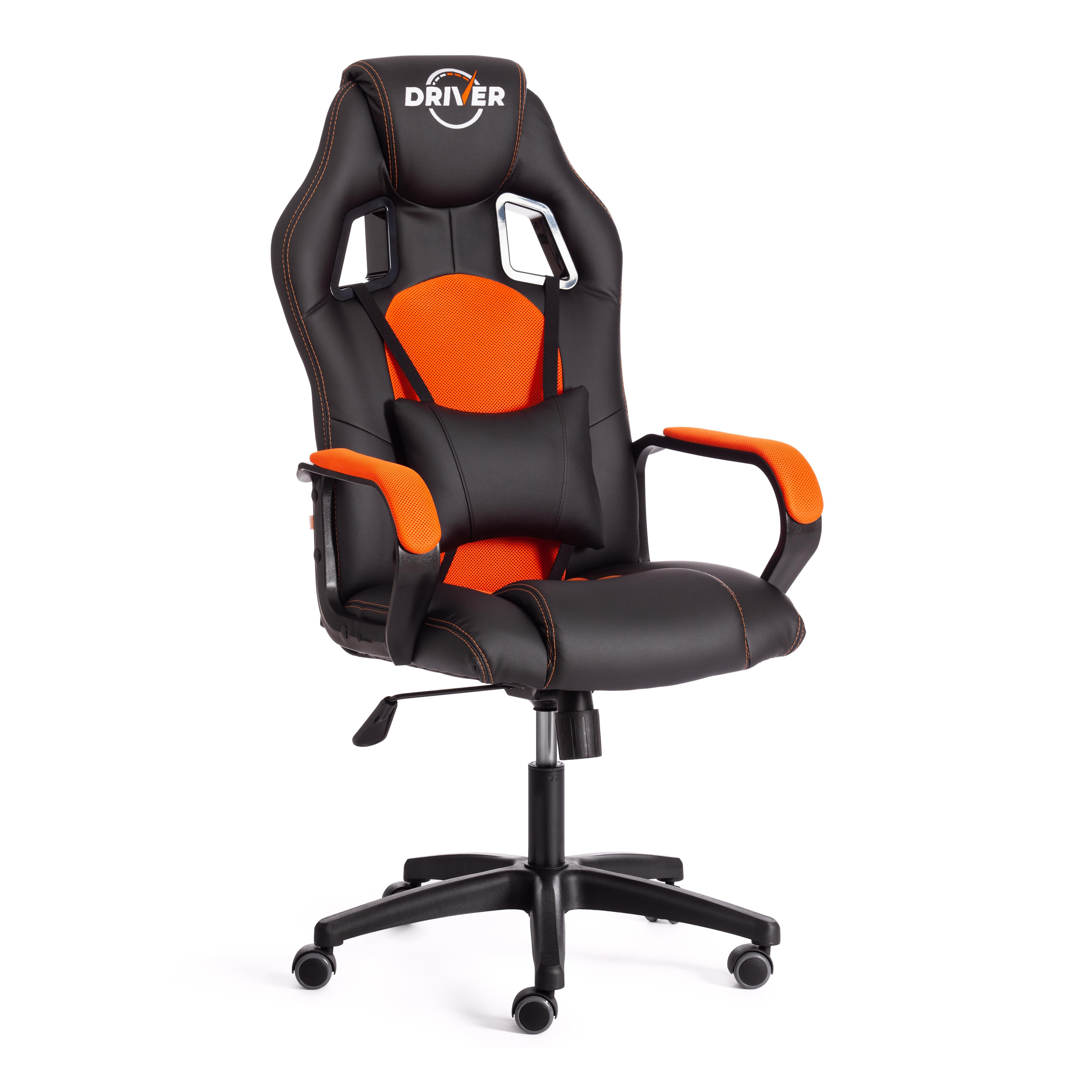 фото Кресло компьютерное игровое tetchair driver 22, кожзам, ткань, черный, оранжевый