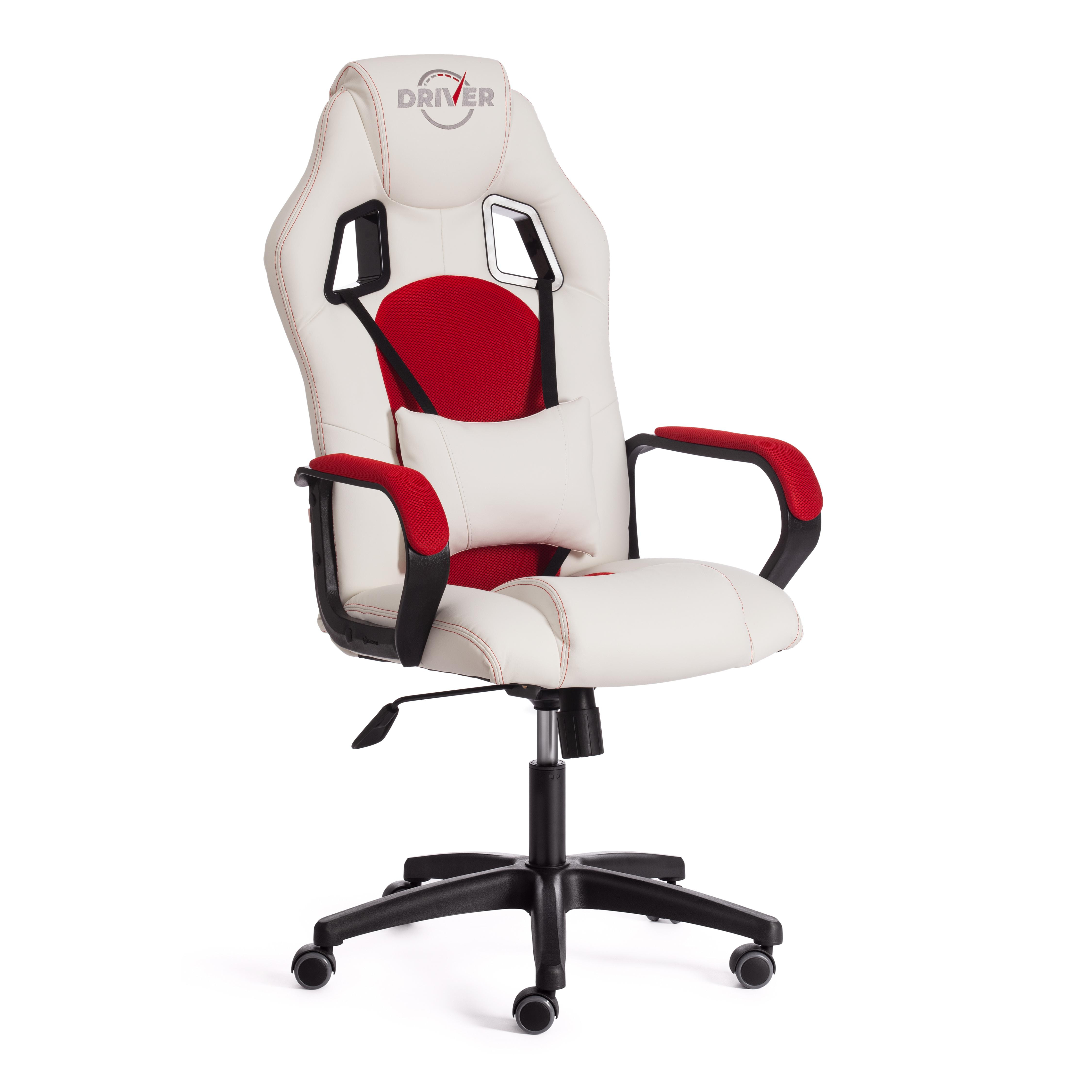 фото Кресло компьютерное игровое tetchair driver 22, кожзам, ткань, белый, красный