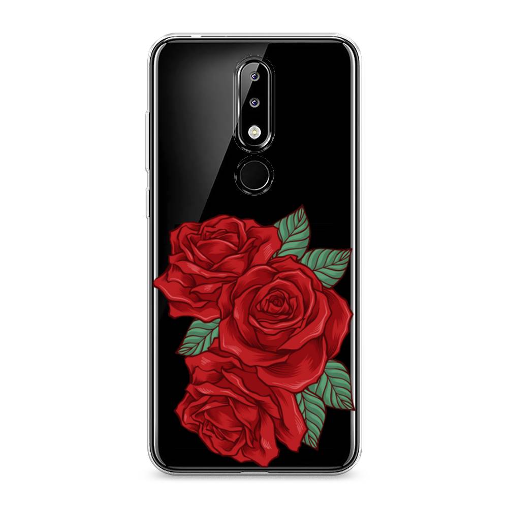 

Чехол на Nokia 5.1 Plus (X5) "Три алые розы", Красный, 121950-2