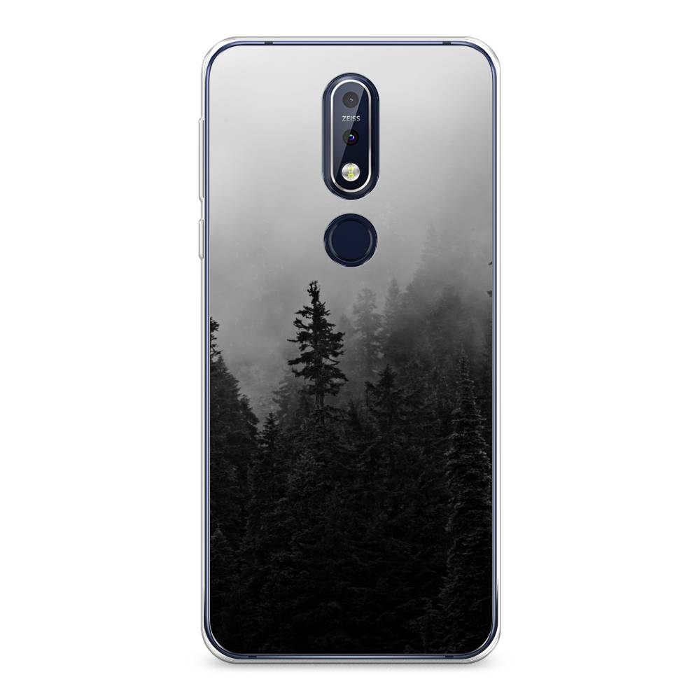 

Чехол на Nokia 7.1 "Туманный лес", Серый;черный, 122050-2