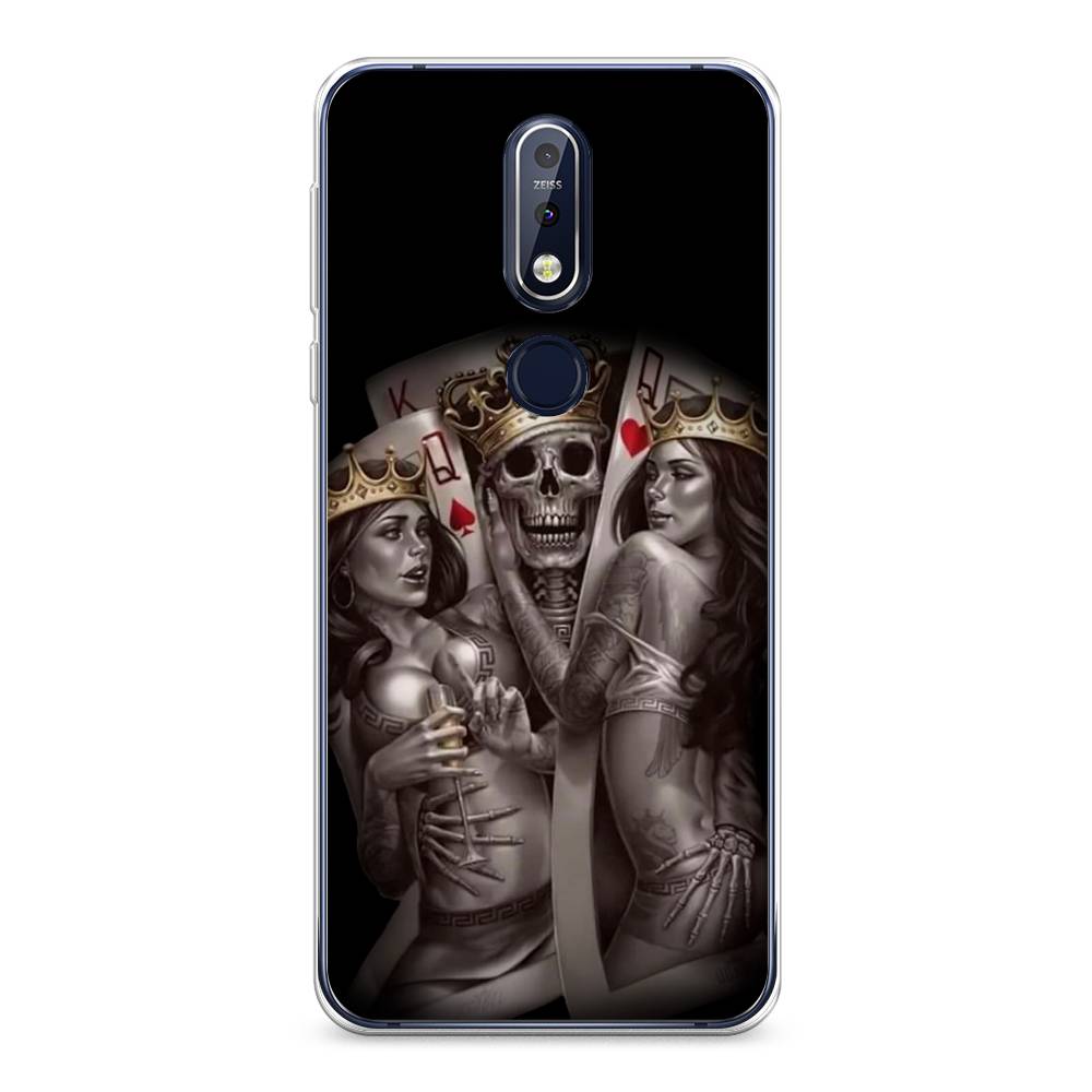 

Чехол на Nokia 7.1 "Карты король и королевы", Серый;желтый, 122050-6