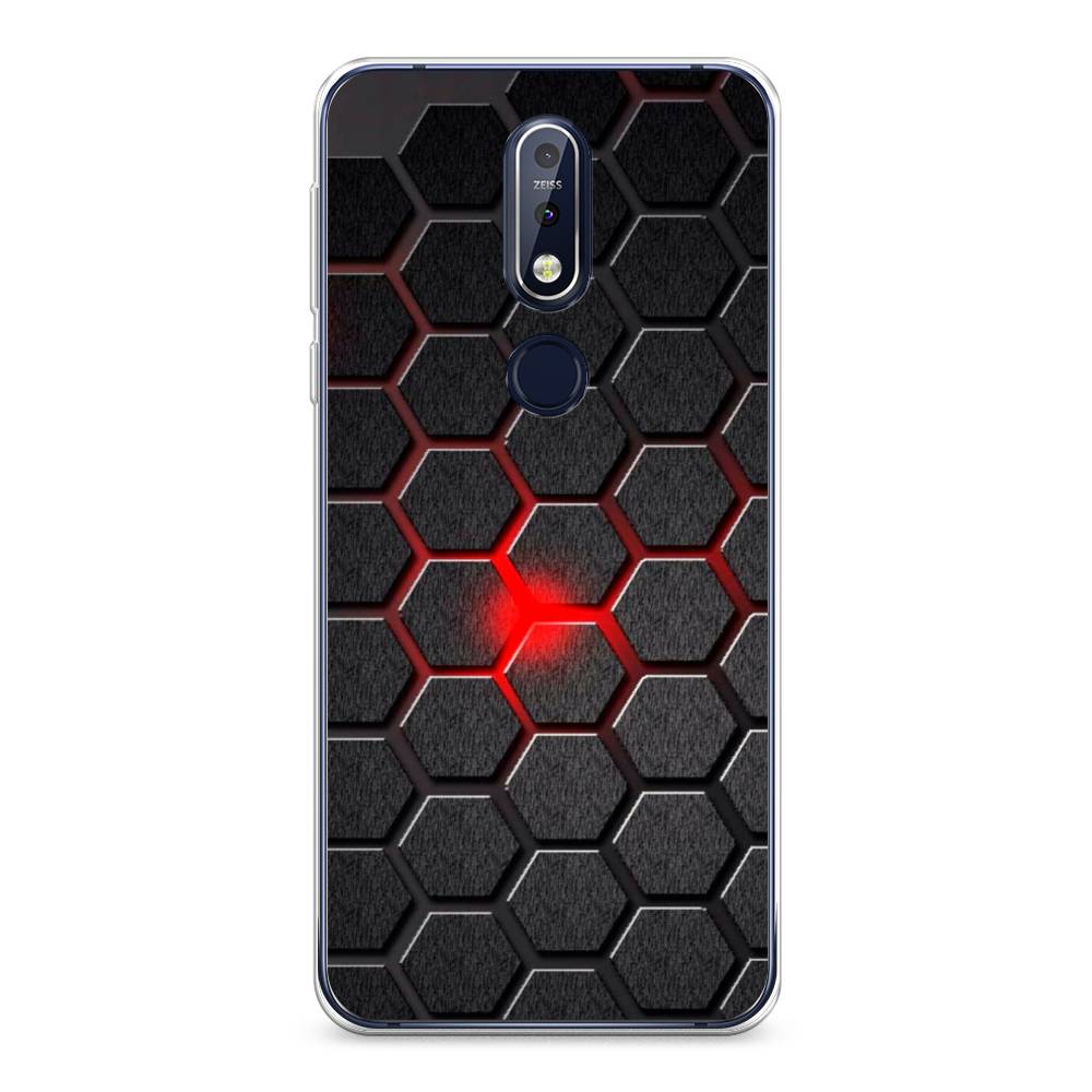 

Чехол на Nokia 7.1 "Соты красные", Красный;черный;серый, 122050-3