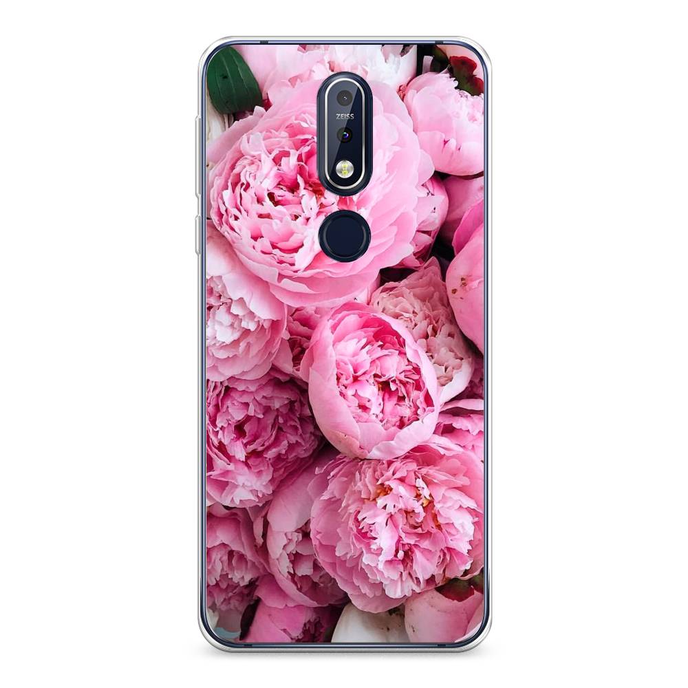 

Чехол на Nokia 7.1 "Розовые пионы", Бежевый;розовый, 122050-2