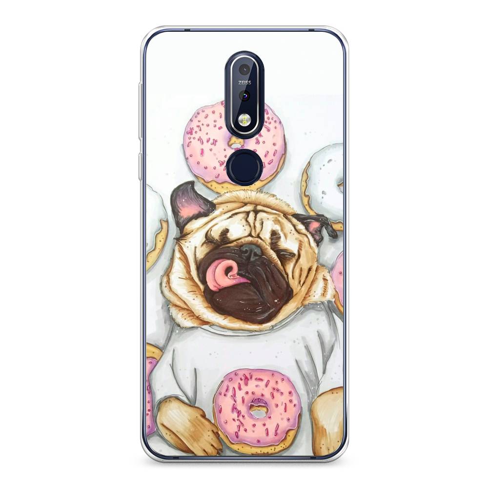 

Чехол на Nokia 7.1 "Счастливый мопс", Розовый;бежевый;коричневый, 122050-1