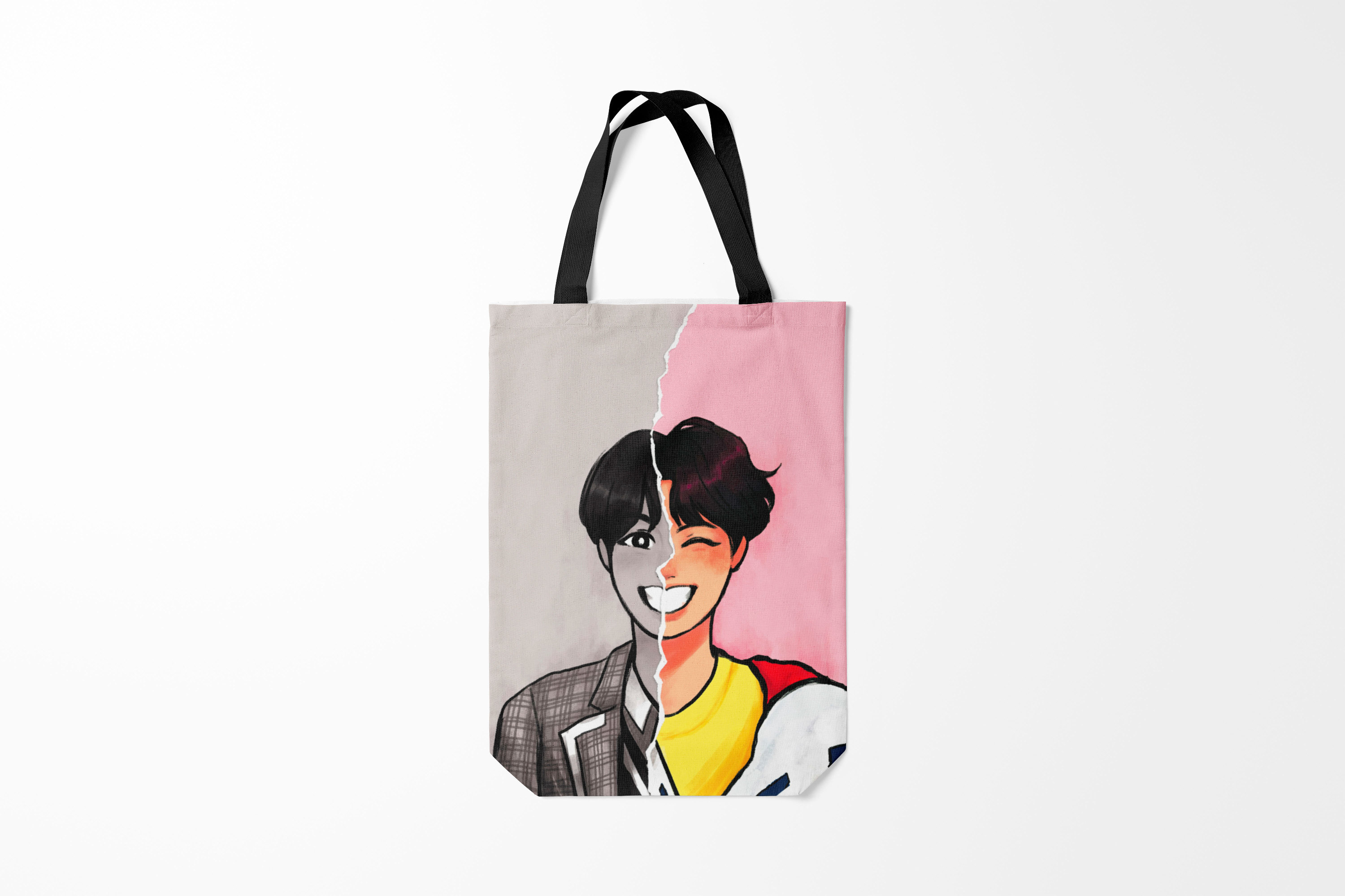 

Сумка шoппер унисекс Burnettie BTS, серый; розовый, BTS