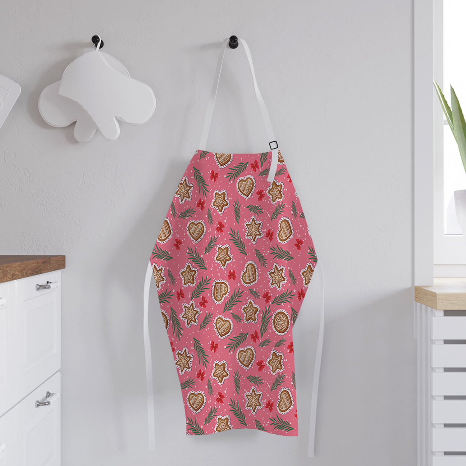 

Фартук кухонный JoyArty "Новогодние пряники" универсальный размер для женщин и мужчин, Розовый, Новогодние пряники