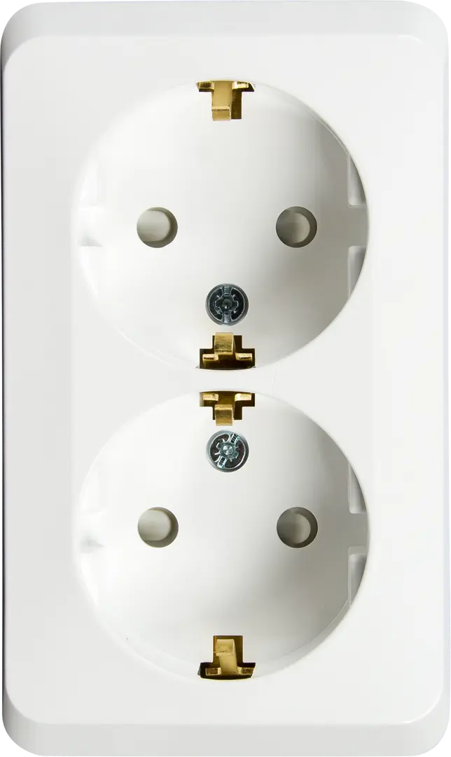 фото Розетка двойная накладная schneider electric этюд с заземлением со шторками цвет белый systeme electric