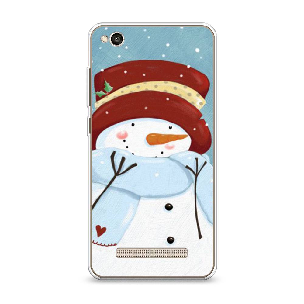 

Чехол на Xiaomi Redmi 4A"Застенчивый снеговик", Голубой;белый;красный, 31350-5