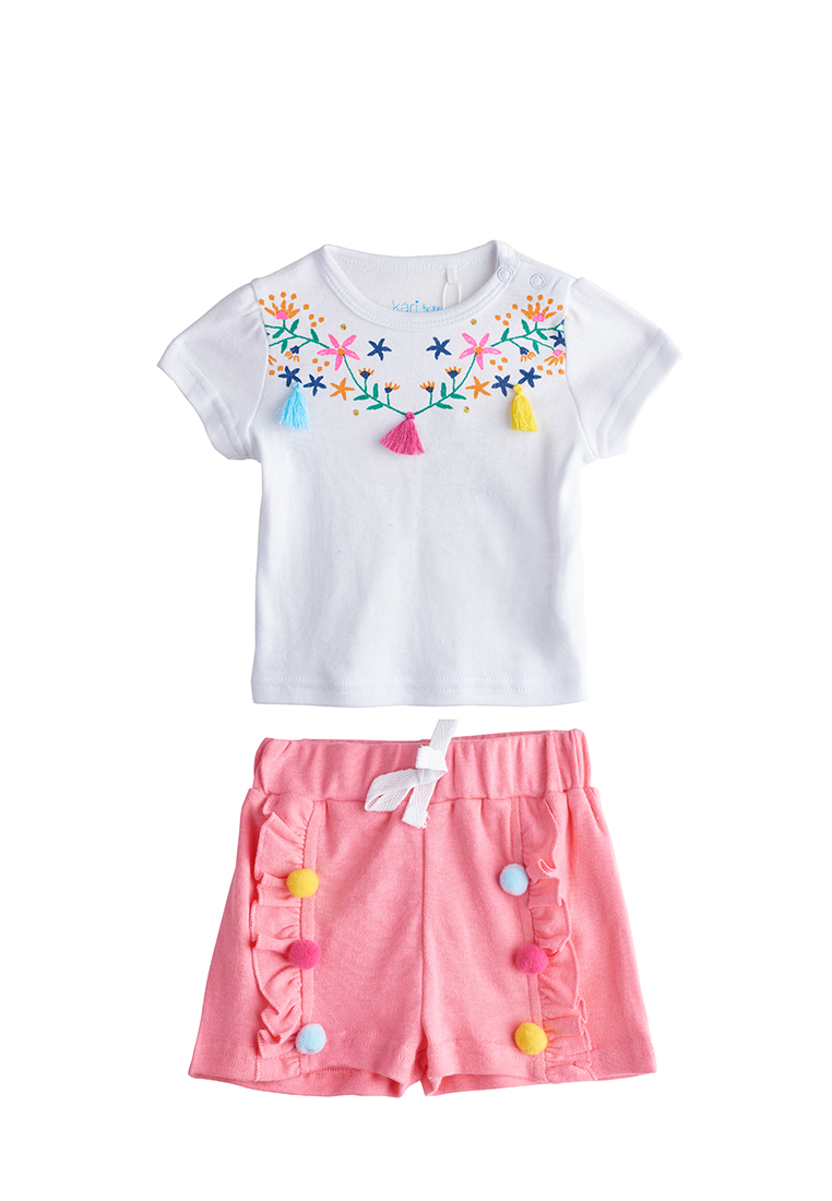 

Комплект одежды для новорожденных Kari baby SS19B14401031 белый/розовый р.80, SS19B14401031