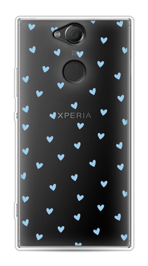 

Чехол на Sony Xperia XA2 "Голубые сердечки паттерн", Голубой;прозрачный, 53150-1