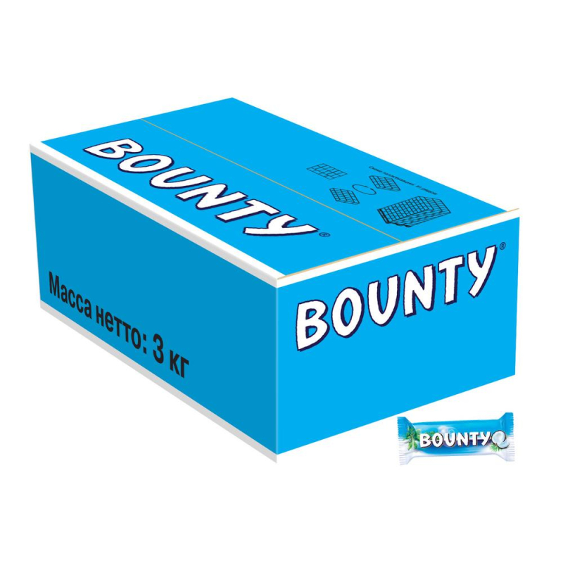 Шоколадный батончик Bounty Minis, 3кг/уп