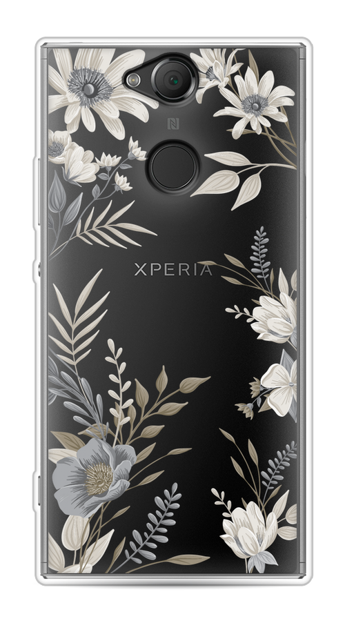 

Чехол на Sony Xperia XA2 "Цветы сепия", Серый;прозрачный;зеленый;белый, 53150-1