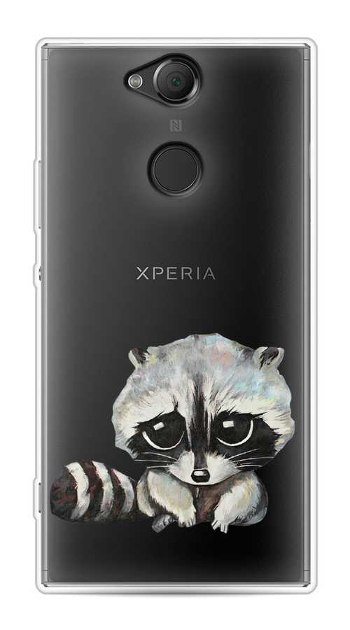 

Чехол на Sony Xperia XA2 "Большеглазый енот", Серый;черный;прозрачный, 53150-1