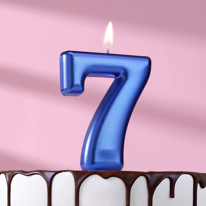

Свеча для торта Европейская Гигант, цифра 7, 7 см, синий металлик