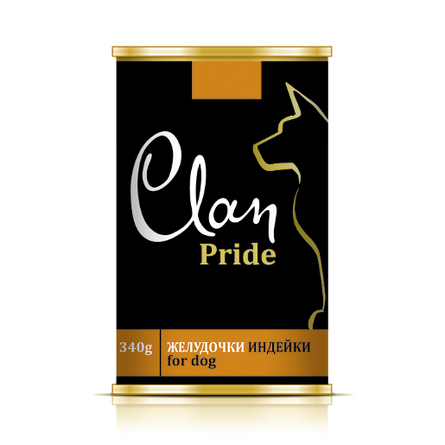 

Влажный корм для собак Clan Pride Желудочки индейки в желе 340 г