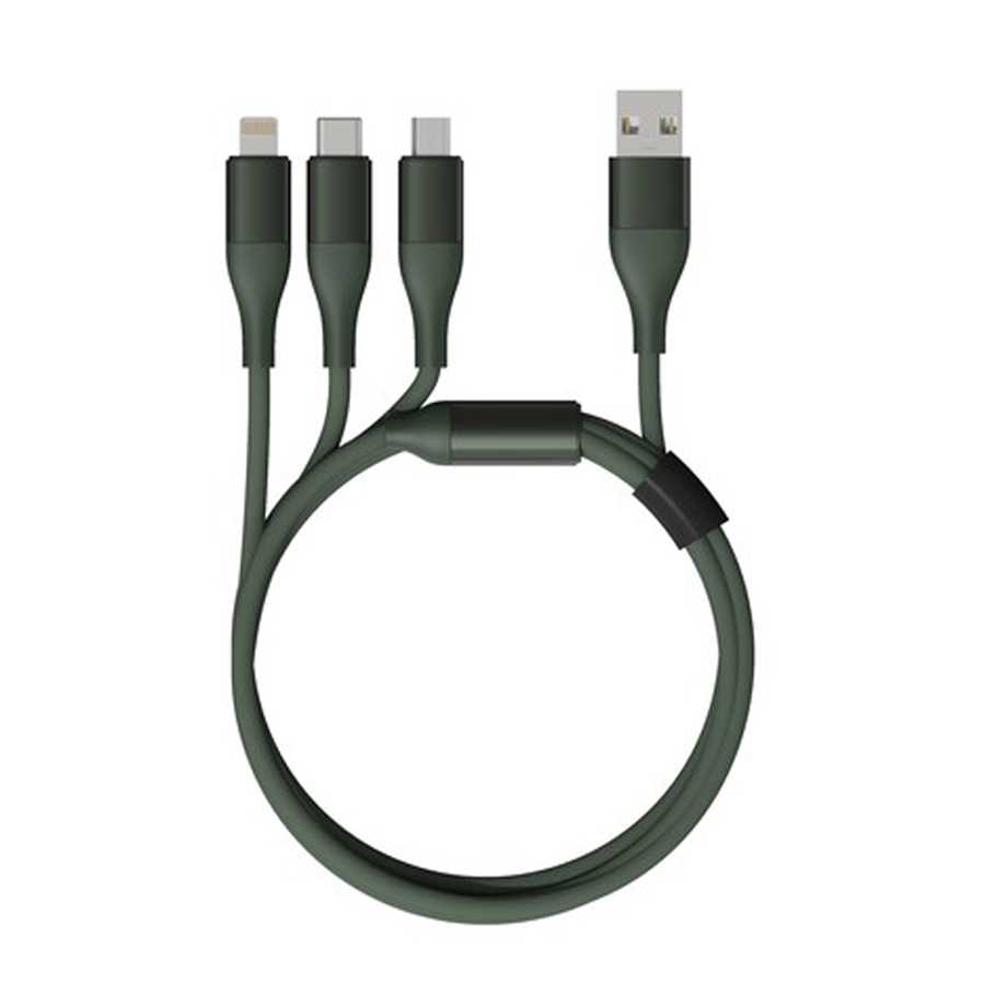 фото Кабель solove dw2greenr lightning - type-c - micro usb, 1.2 м, зеленый