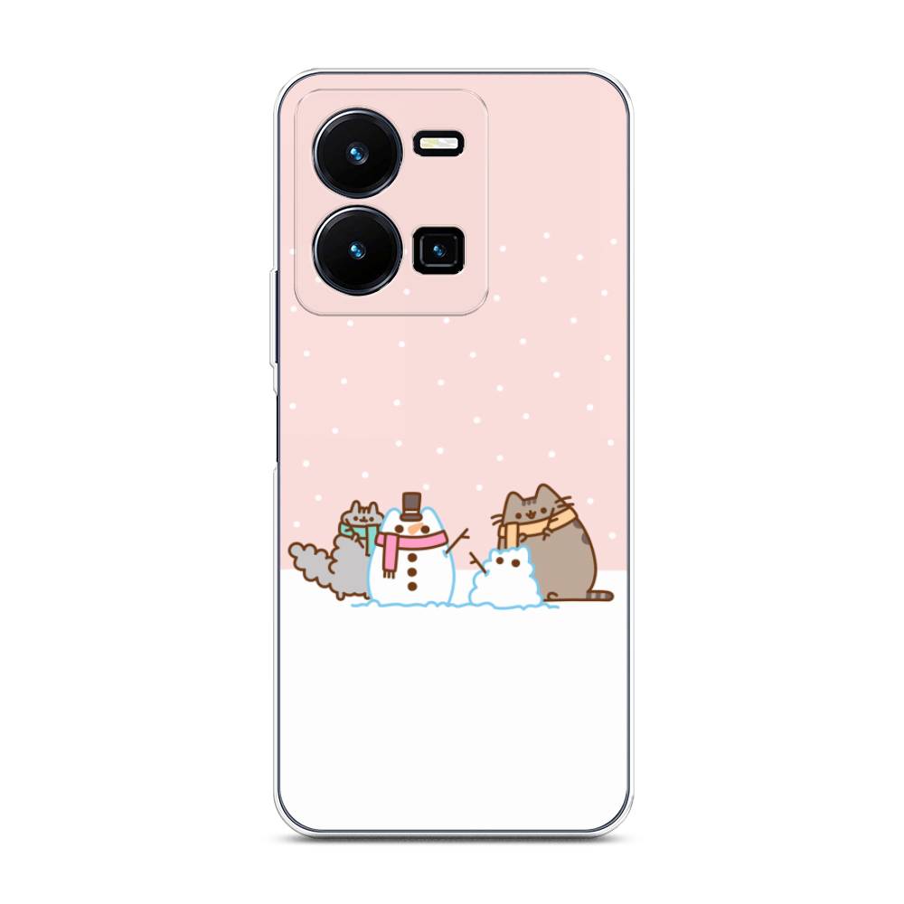 

Чехол для Vivo Y35 "Котики в снегу", Розовый;белый;серый, 267250-5