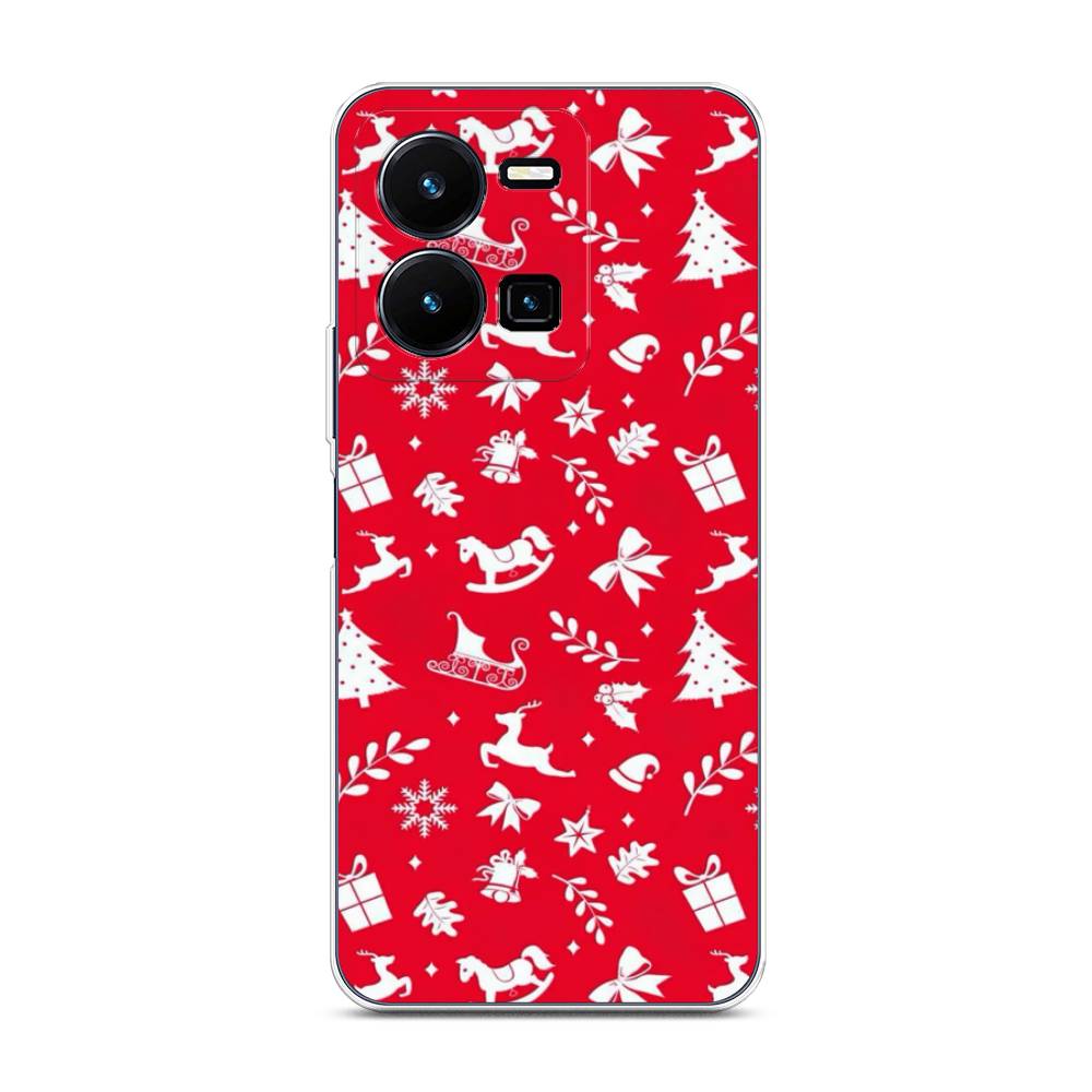

Чехол для Vivo Y35 "Красный новогодний фон", Красный;белый, 267250-5