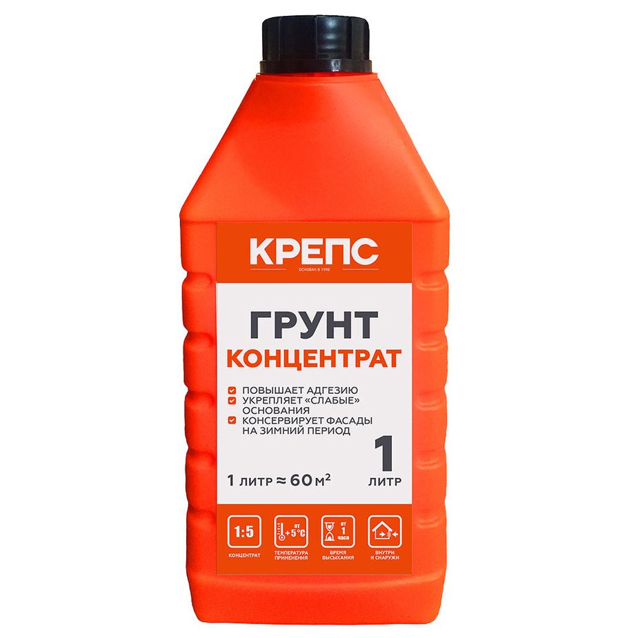 

Концентрат Крепс Грунт 1 л, Прозрачный, Грунтовка