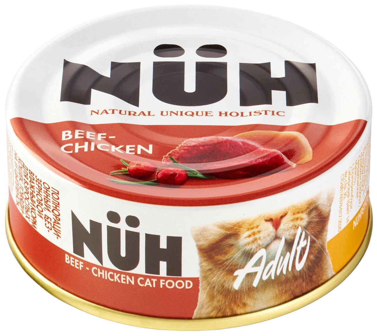 

Консервы для кошек Nuh, беззерновой, говядина и цыпленок, 100 г, Adult