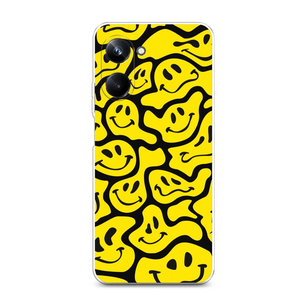 

Чехол на Realme 10 Pro "Расплывчатые смайлики желтые", Черный;желтый, 2512550-6