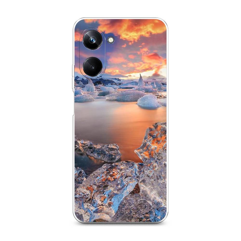 

Чехол на Realme 10 Pro "Ледники", Синий;оранжевый, 2512550-2