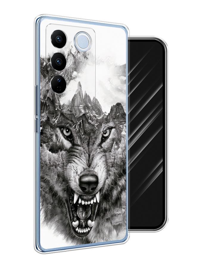 

Чехол Awog на Vivo V27/V27 Pro "Волк в горах", Серый;белый;бежевый, 268450-1