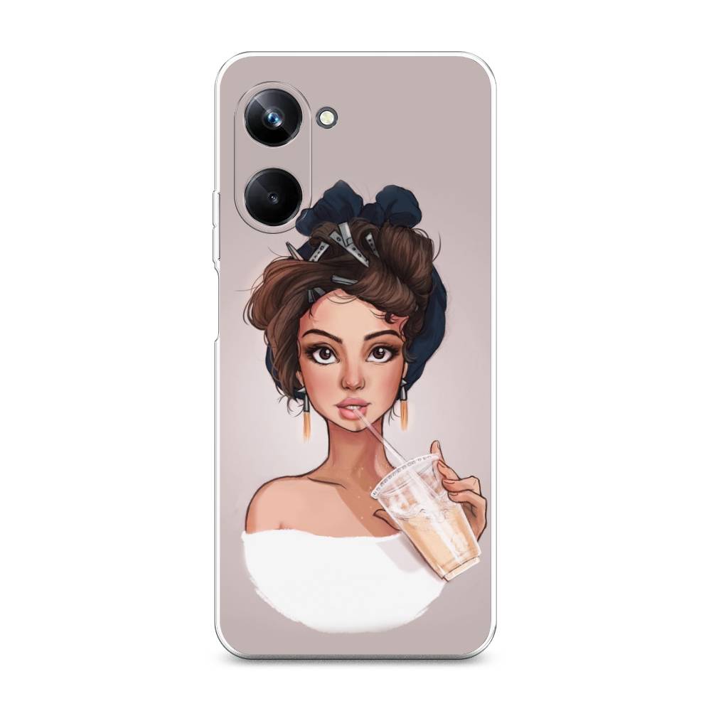 

Чехол на Realme 10 Pro "Девушка с фраппе", Серый, 2512550-6